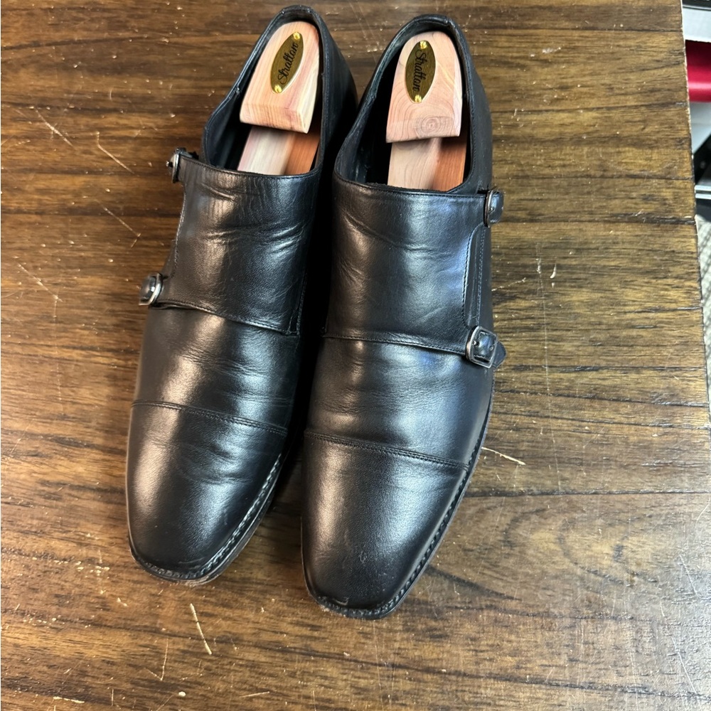 Thursday Boot Men's Black Leather Double Monk Strap Shoes Size 14 Gently Worn